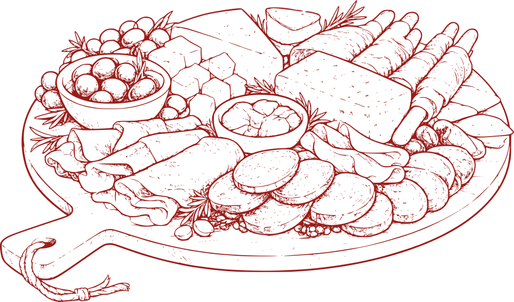 Salumi and cheese illustration