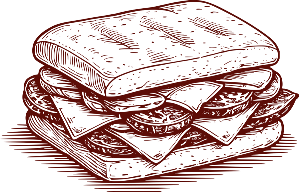 Line drawing of a panini