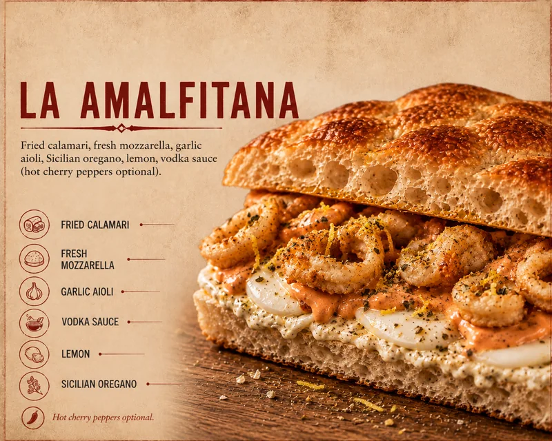 La Amalfitana on schiacciata bread